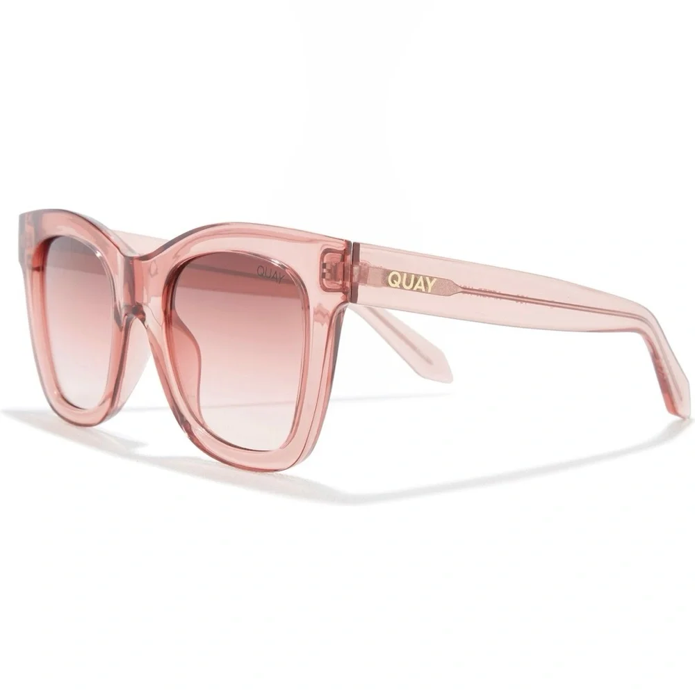 QUAY After Hours Sunglasses Pink Frame Ruby Pink Gradient Lens Square NWT